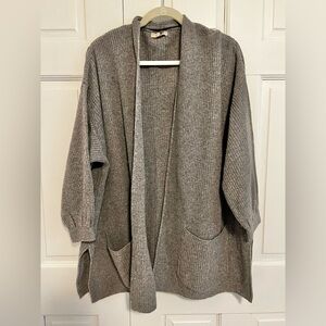 Benedetta B Merino Wool Cashmere Blend Oversized Open Front Cardigan Small Gray